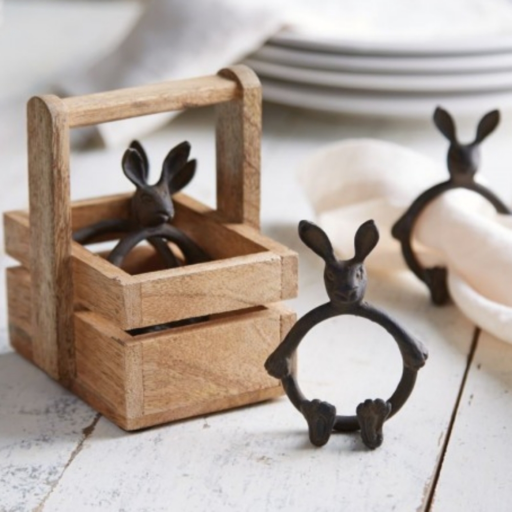 Pottery Barn Black Bunny Napkin Rings